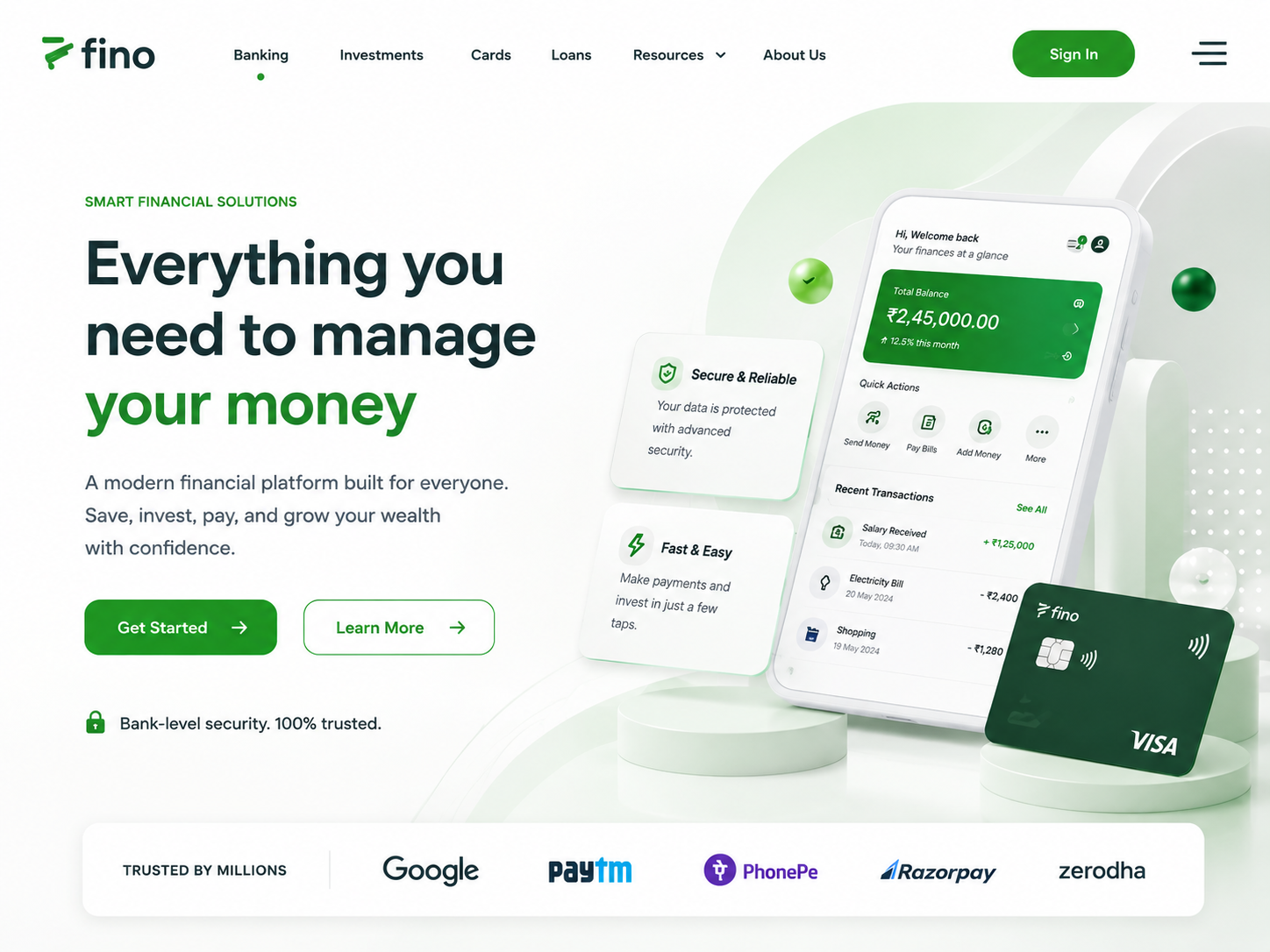 Financial Services & Fintech technology platform interface